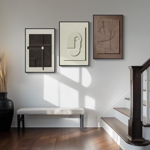 3D Textured Framed Abstract Wall Art Set, 3 Piece Modern Artwork, 16x24 In - Image 2
