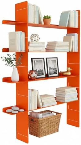 Metal Floating Bookshelf, 4-Tier Wall Mounted Shelf, 45.28 Inch by AxureM