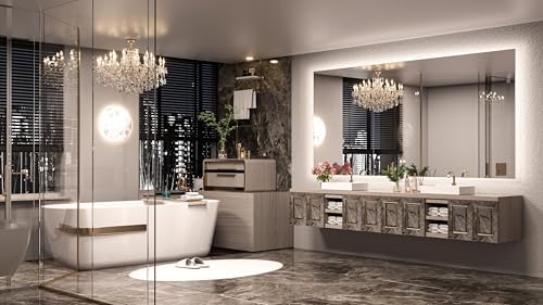 Keonjinn 84"x40" Backlit Mirror Bathroom, Safe Tempered Glass & Defogging - Image 2