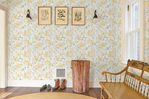 Ismoon Yellow Floral Peel Stick Wallpaper Boho Stick on Wallpaper - Image 6