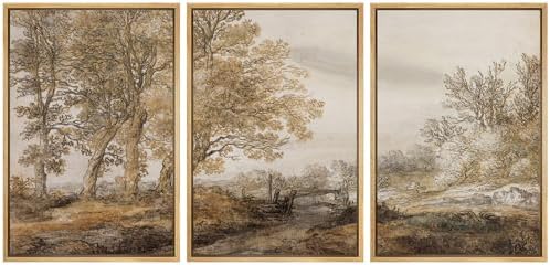 MUDECOR Framed Canvas Print Wall Art Pastoral Elegance Golden Age Landscape by MUDECOR