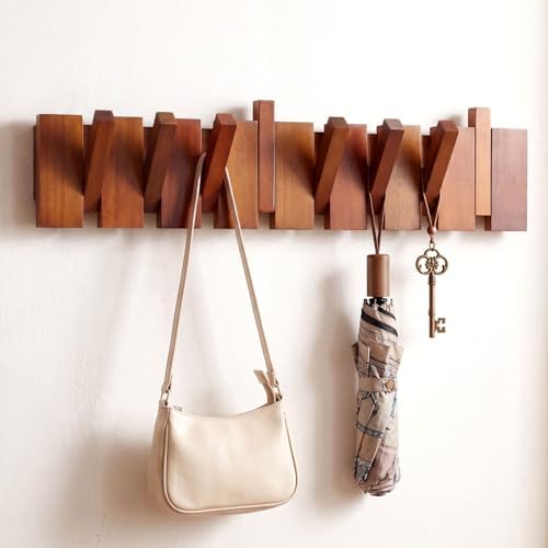 Youyole 8 Hooks Wood Coat Rack Wall Mount Piano Hideaway Coat Hooks by Ajaredlulu