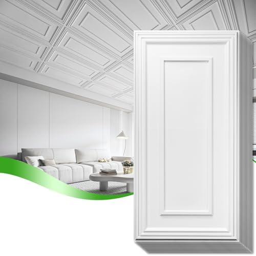 Art3d 3D PVC Ceiling Tiles 2x4 ft, 96 Sq.Ft, Rectangular White by Art3d