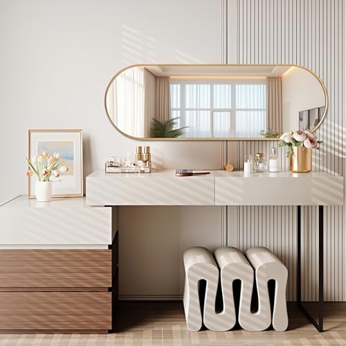 Niccy Oval Full Length Mirrors, Long Wall-Mounted Mirror - Image 2