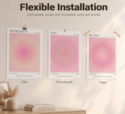 3Pcs Pink Aura Gradient Unframed Canvas Wall Art, Positive Aesthetic Decor - Image 3