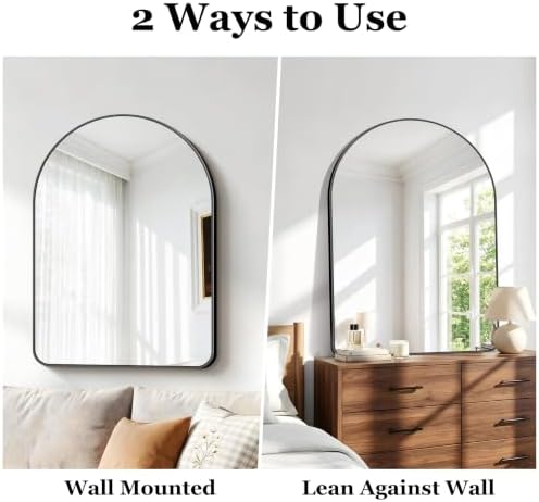 GLASHOM Arched Bathroom Mirror, Wall Mounted Mirror, Living Room, Vertically - Image 4