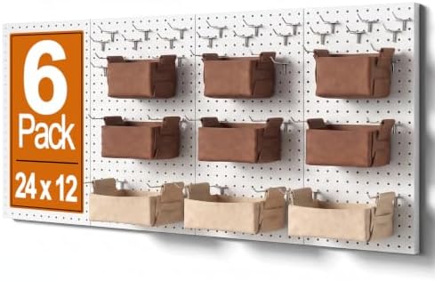 Peg Board, 6 Pack Metal Pegboard Panels and 76 Pcs Hooks and Baskets, Garage by PBHEPJ