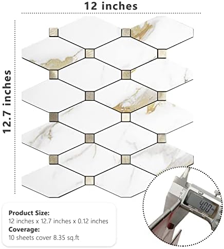 STICKGOO 1 Sheet Peel and Stick Backsplash, Calacatta Golden Stick on Aluminum - Image 6