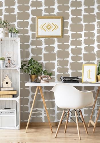 Safiyya 17.3"x197" Peel and Stick Wallpaper Mid Century Modern Abstract Contact - Image 4