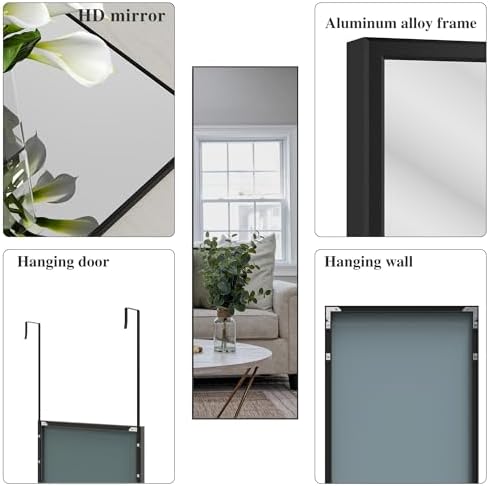 ANYHI 60"x18" Full Length Mirror Over the Door Hang or Wall Mounted - Image 4