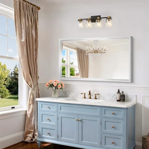 24 x 40 inch Brushed Silver Bathroom Mirror, Metal Framed Rectangle Mirror - Image 5