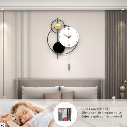 Large Modern Wall Clock for Living Room Decor 24 Inch Big Decorative Black - Image 4