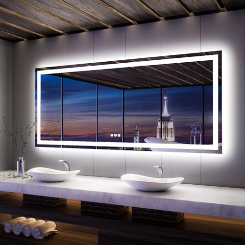 ISKM 88x38 LED Mirror for Bathroom, Front and Back Lit by ISKM-IStillKeepMovin
