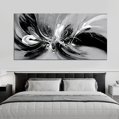 Black White and Gray Abstract Canvas Wall Art - Image 5