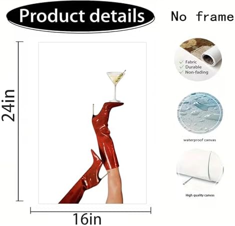 Funky Martini Posters Wall Art, Trendy Preppy Pictures Wall Decor.24x16in - Image 3