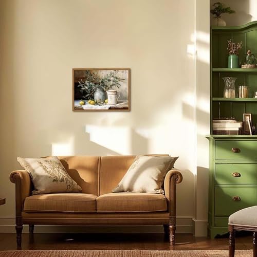 Framed Vintage Kitchen Wall Art, Rustic Yellow Lemon Still Life Pictures Wall - Image 4