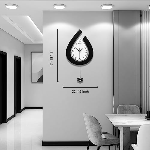 Large Modern Black Pendulum Wall Clock - Image 4