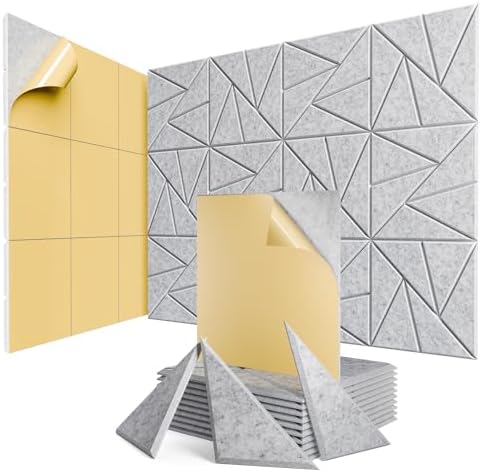 12 Pack Self-Adhesive Acoustic Panels, Sound Proof Foam Panels by ROOME