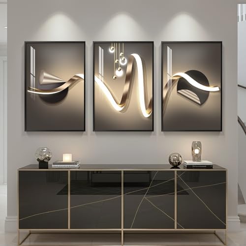 Cuspin Large Modern Luxury Black and Gold Wall Art, 3 Piece 24x36 In - Image 4