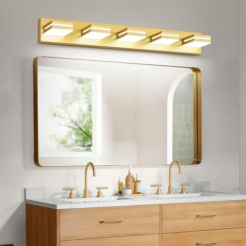 Modern LED Gold Acrylic Bathroom Lights Fixtures 5-Light - Image 5