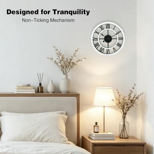 16 Inch Rustic Wall Clock Silent Non-Ticking Wooden Wall Clocks - Image 5