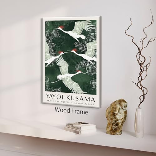 Framed Canvas Wall Art Japanese Flying Cranes Artwork 12x16in Vintage Bird - Image 5