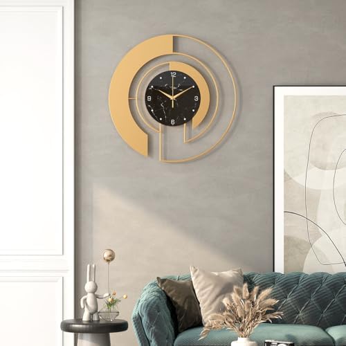 18-Inch Modern Large Metal Wall Clock, Marble-Patterned Tempered Glass Dial - Image 5