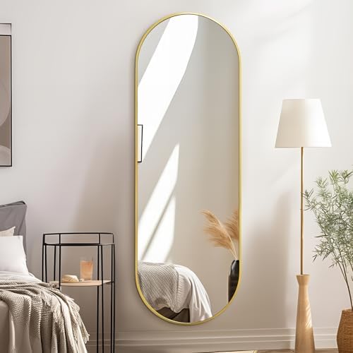 Niccy Oval Full Length Mirrors, Long Wall-Mounted Mirror - Image 2