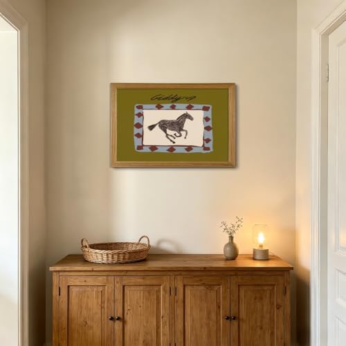 Framed Western Cowboy Wall Art Horse Giddyup canvas Print Decor - Image 4