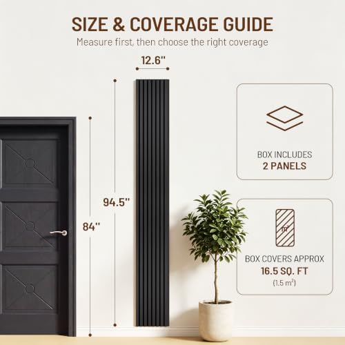 Amsleekey 2-Pack 94.5″x12.6″ Acoustic Wood Slat Wall Panels, 4 Hooks - Image 2