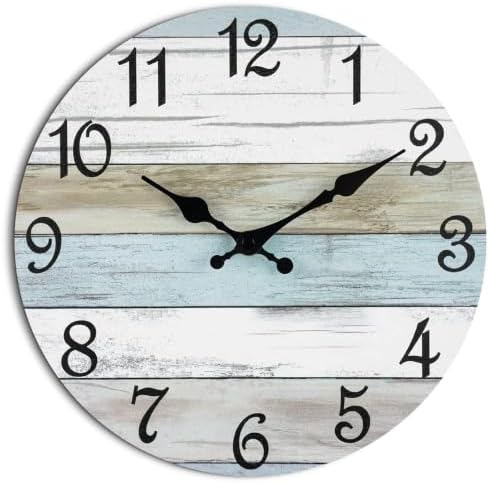 CHYLIN Wall Clock Silent Non-Ticking Battery Operated Rustic Coastal 10" by CHYLIN