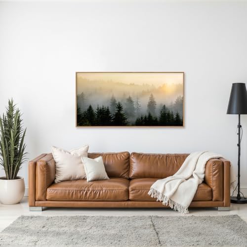 FWIEXA Misty Forest Wall Art Set Framed, Large Mountains Canvas Wall Decor - Image 2
