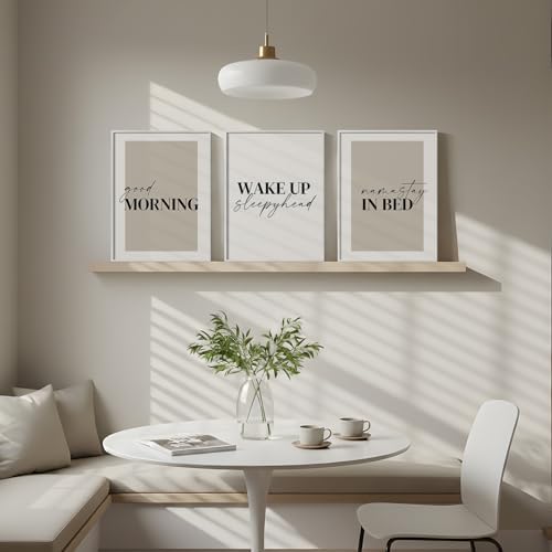 Framed Neutral 3 Piece Minimalist Canvas Wall Art Master Bedroom, 12x16 In - Image 6