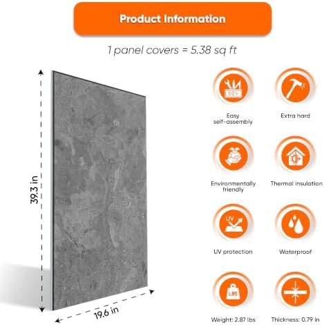 IZODEKOR 3D Concrete Look Wall Panels | 19.7 x 39.4 x 0.8 in | EPS Foam - Image 2