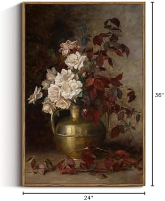 VIYYIEA Vintage Floral Large Framed Wall Art, Rose Bouquet Flower Paintings - Image 7