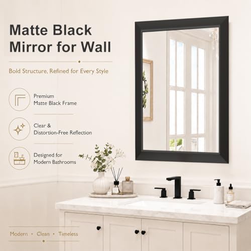 SMIROR 26x36 Matte Black Bathroom Vanity Mirror - Image 2