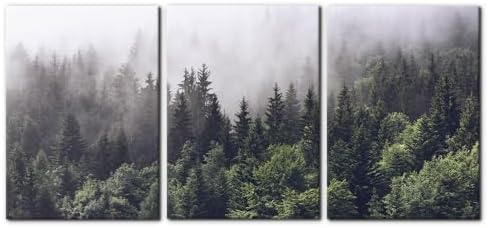 Pacimo Canvas Wall Art Fog Over Pine Tree Forest Nature Wilderness Photography by Pacimo