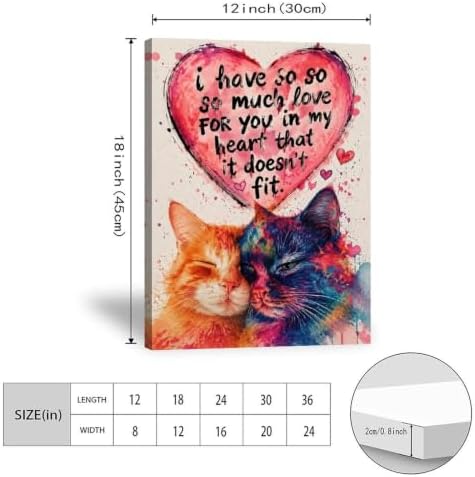 Colorful Cat Couple Love Poster Watercolor Cat Canvas Wall Art - Image 3