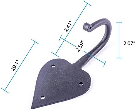Renovators Supply Manufacturing Spade Single Coat Hook, Cast Iron Black Powder - Image 2