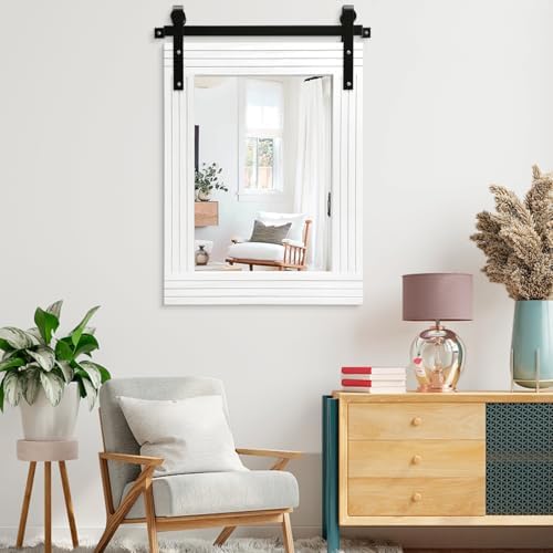 AAZZKANG Wood Framed Wall Mirror Large 30"x22" Rectangle Vanity Mirror Decor - Image 6