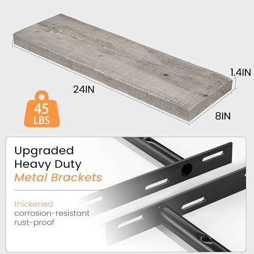 Fun Memories 24 Inch Reclaimed Wood Floating Shelves - Image 3