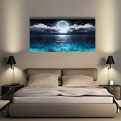 Wall Art Moon Sea Ocean Landscape Picture Canvas Wall Art Print Paintings - Image 6