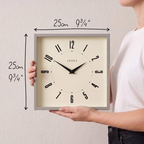 JONES CLOCKS® Box wall Clock | Retro Square Clock | 10" | Gray | Easy to Read - Image 4