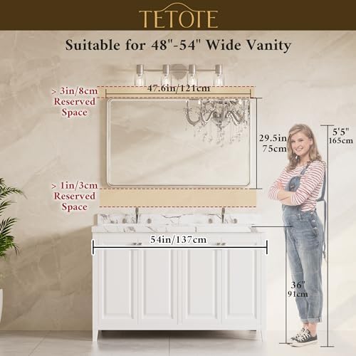 TETOTE Black Mirrors for Wall 48 x 30 Beveled Edge Tempered Glass, Rounded - Image 2