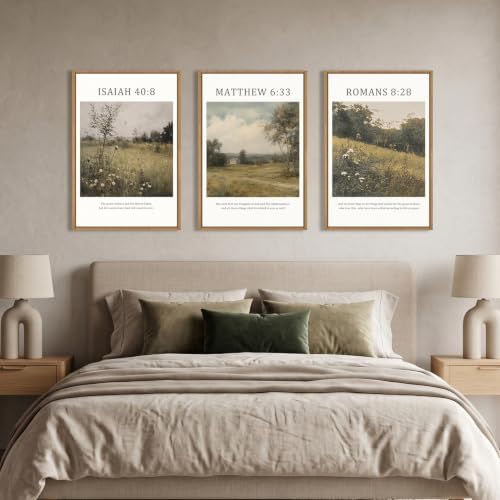 LHIUEM Large Bible Christian Scripture Framed Canvas Wall Art Set, Jesus - Image 4