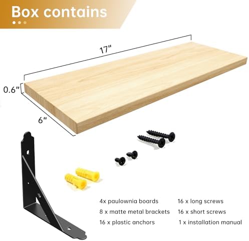 ROMGUAR CRAFT Wood Wall Floating Shelves Set of 4 - Image 3