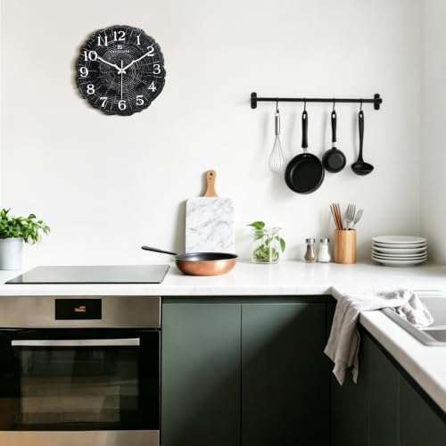 Lafocuse 12 Inch Black Wooden Rustic Wall Clock - Image 3