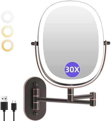 FUNTOUCH 5000mAh Rechargeable Wall Mounted Lighted Makeup Mirror by FUNTOUCH