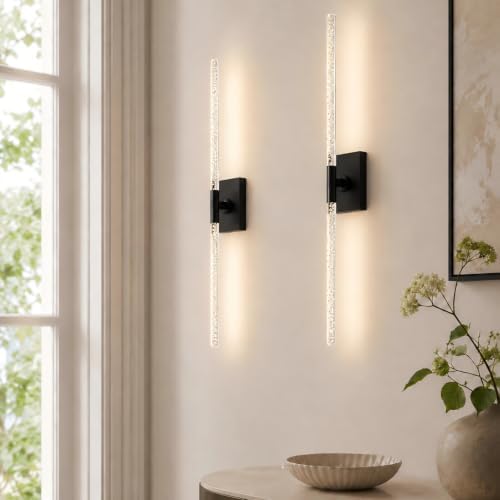 Crystal Bubble Rechargeable Wall Sconces Set of 2, Wireless Modern Lights by BatteryPoweredMotionSensorLight