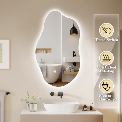 QDSSDECO 19.7" x 33.5" Cloud LED Wall Mirror, 3 Colors - Image 6